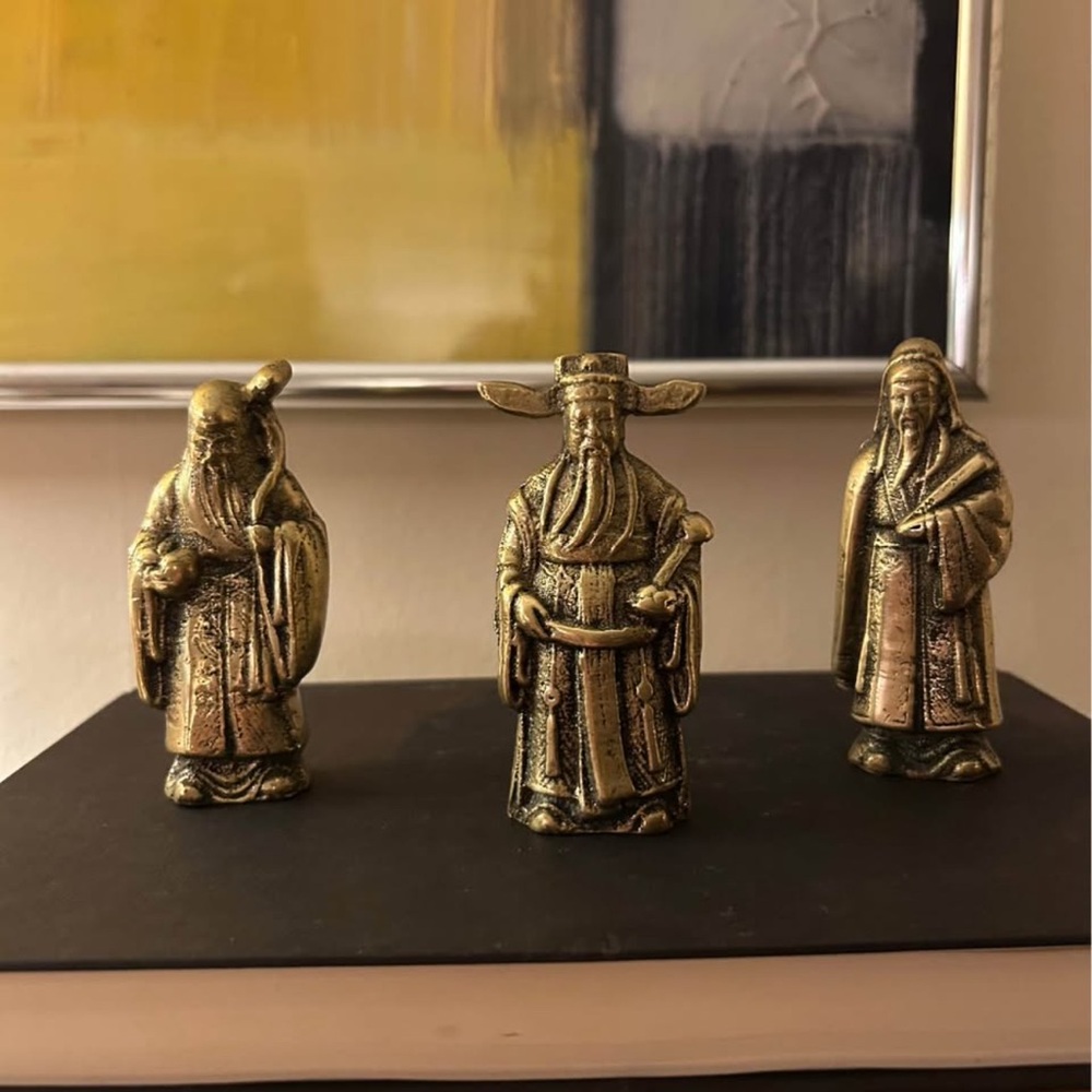 Solid Brass Fu Lu Shou Deities Figurines (3)